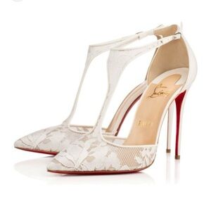 Christian Louboutin White Lace Heels 37